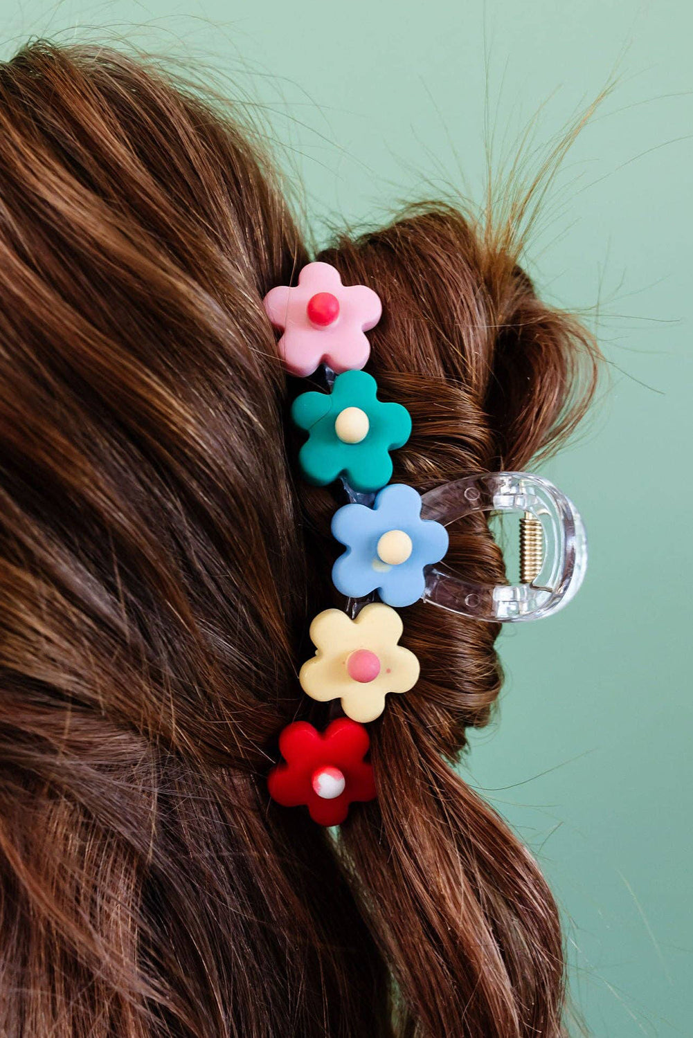 Multicolour 60s Flowers Cute Plastic Hair Claw