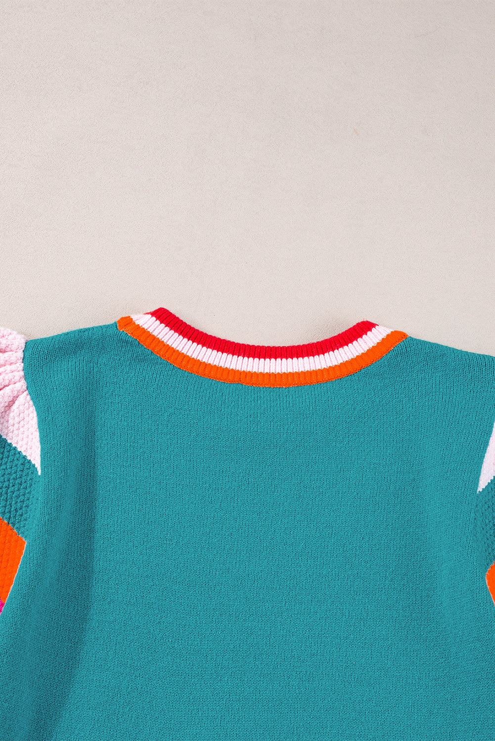 Carrot Contrast Color Striped Sleeve Knitted Tee