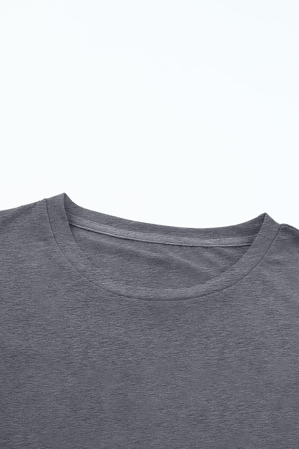 Gray Casual Plain Crew Neck Tee