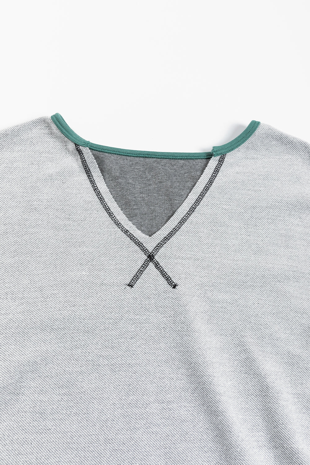 Laurel Green Exposed Seam Contrast Edge Notched Neck Sweatshirt