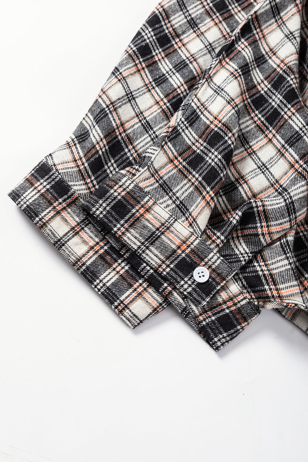 Black Plaid Print Chest Pockets Oversize Shirt